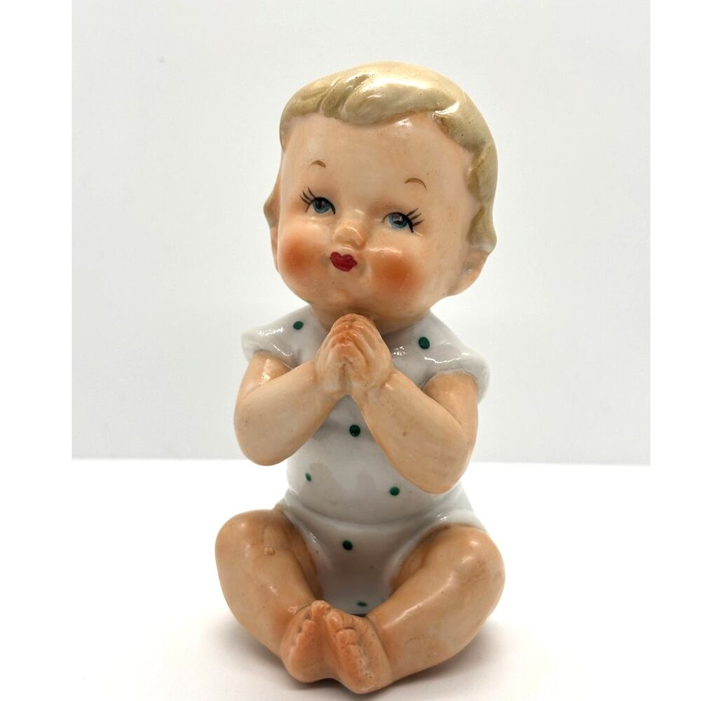 Vintage Porcelain Baby Praying Collectible Figurine